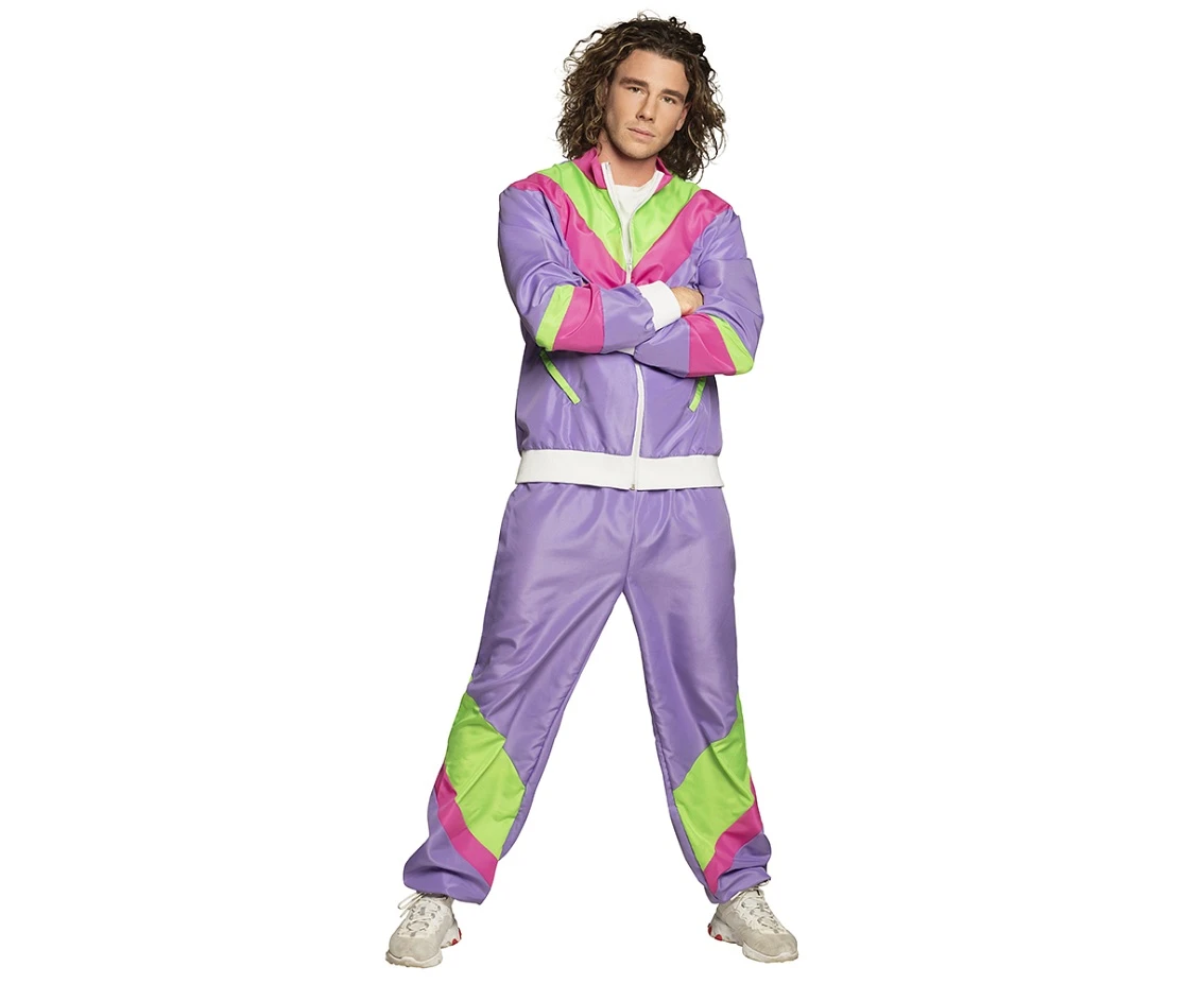 Men''s Neon Lavender Retro Tracksuit, Size XL